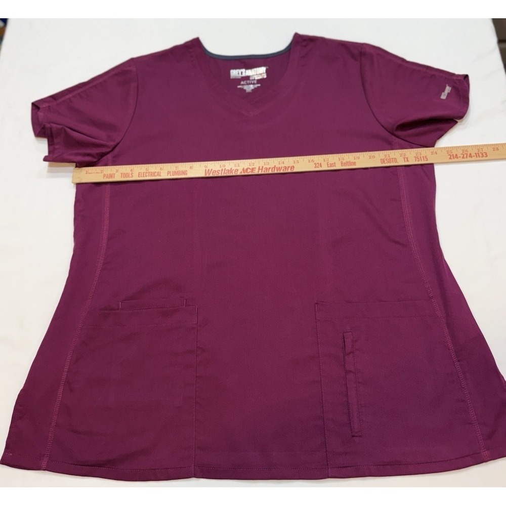 Grey's Anatomy Scrub Top Size XLarge Women Wine Preowned - Picture 6 of 6